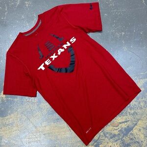 Nike Houston Texans Football Shirt Small Red Navy NFL Dri-Fit Football